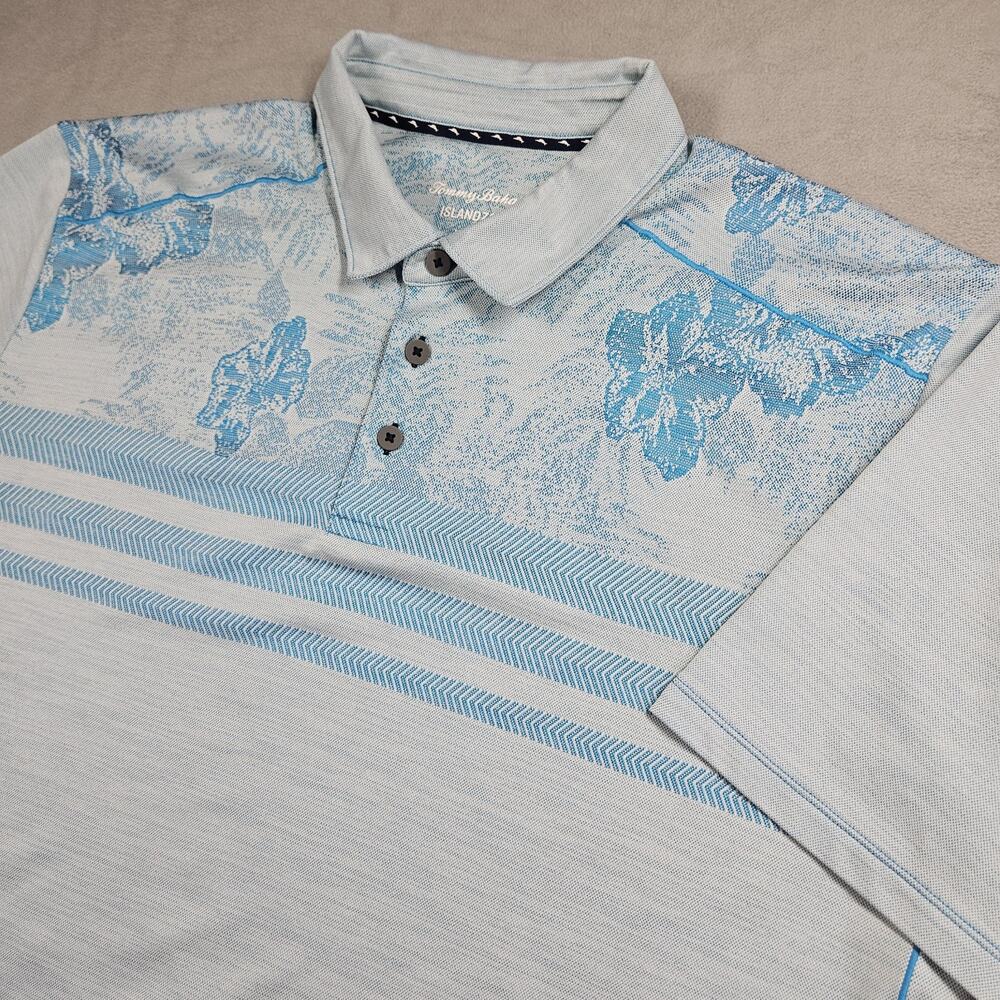 Tommy Bahama Polo Mens XL Blue Hibiscus Island Zone Performance Golf Logo